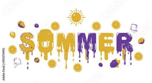 Vector summer graphic design element with text Sommer