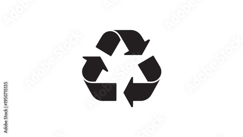 Recycling Symbol Icon Black Silhouette Isolated on White for Sustainability and Environmental Conservation Concepts