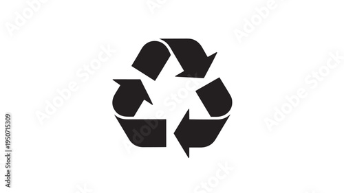 Recycling Symbol Icon Black Circular Arrows Isolated On White Background For Sustainability Waste Management And Eco Concept