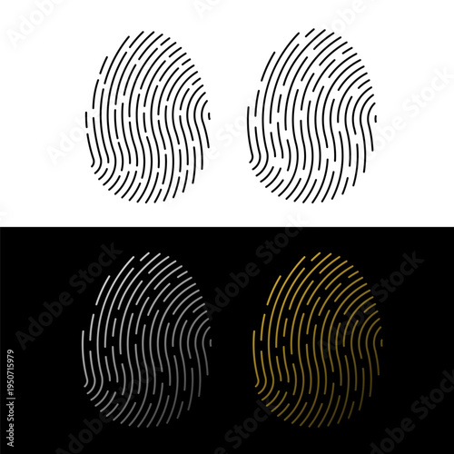 Fingerprint marks set imitation forensic identity biometric pattern collection