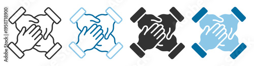 Hands teamwork icon for cooperation and support on transparent background