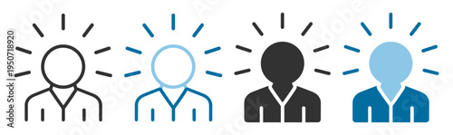 person icon with idea concept creativity inspiration and innovation on transparent background