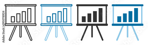 Presentation chart icon in business analytics and marketing on transparent background