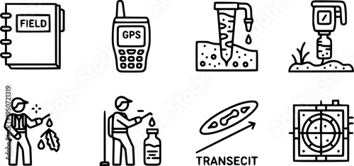 Irrigation Water Management Bold Line Icons-Drip Irrigation Sprinkler Head Controller Soaker Hose Water Butt Rain Sensor Pressure Regulator-15 Irrigation Icon Set Vector - Water Management Icons