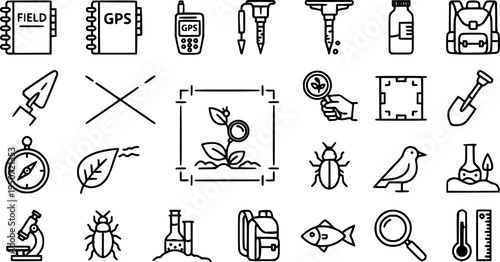 Irrigation Water Management Bold Line Icons-Drip Irrigation Sprinkler Head Controller Soaker Hose Water Butt Rain Sensor Pressure Regulator-15 Irrigation Icon Set Vector - Water Management Icons