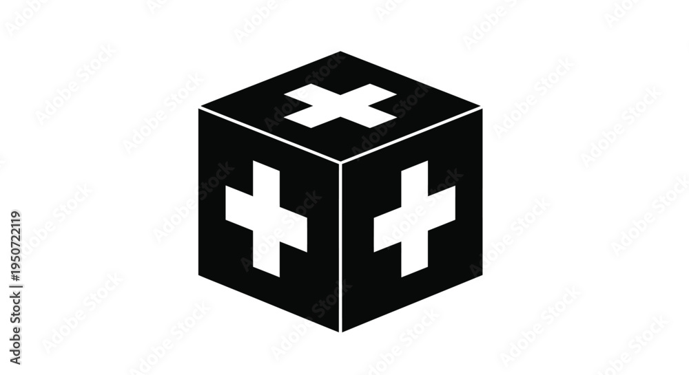 Obraz premium Isometric cube with swiss cross design a striking silhouette