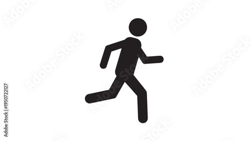 Running Stick Figure Emergency Exit Symbol Fast Movement Human Icon Isolated on White