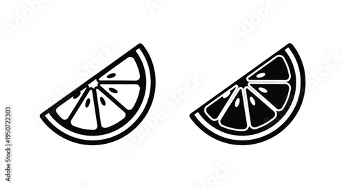 Two orange slice silhouettes against a white background silhouette