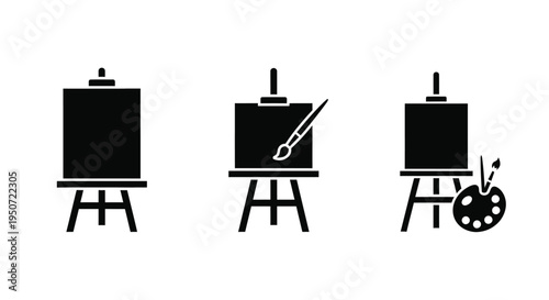 Artistic progression blank canvas painting and finished artwork silhouette