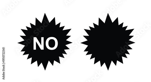 Two black starburst shapes with a no symbol a striking silhouette