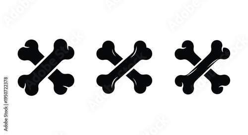 Three crossed bones graphic design a stark black illustration silhouette