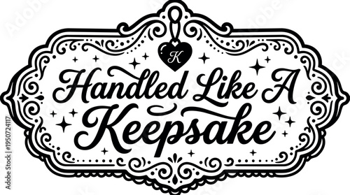 Decorative vintage frame with elegant cursive lettering handled like a keepsake ornate border design classic style illustration