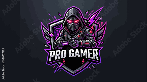 Pro Gamer Esports Mascot Logo Neon Gaming Team Vector Illustration