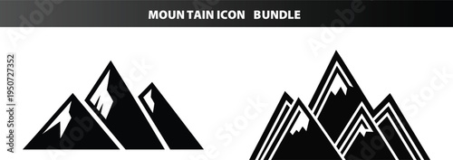 Collection of simple mountain pictogram icons