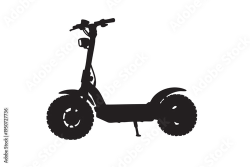 Seated electric scooter silhouette vector illustration isolated