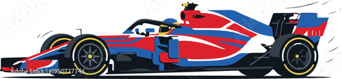 Vector illustration of a modern Formula 1 race car, side view, high detail, EPS format