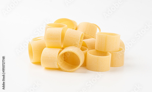 Cuadro en lienzo Raw Calamarata Big Pasta Isolated, Homemade Dry Macaroni, Italian Raw Round Nood