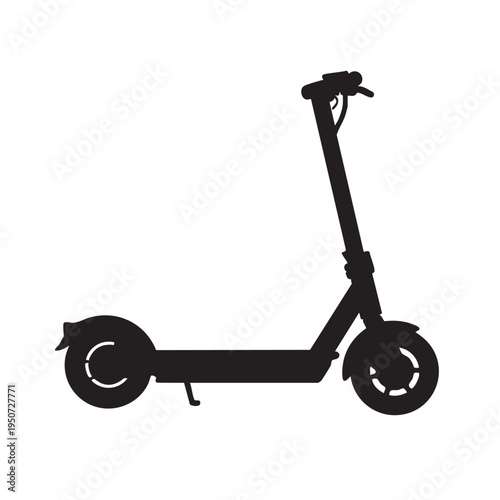 Modern electric kick scooter silhouette vector isolated