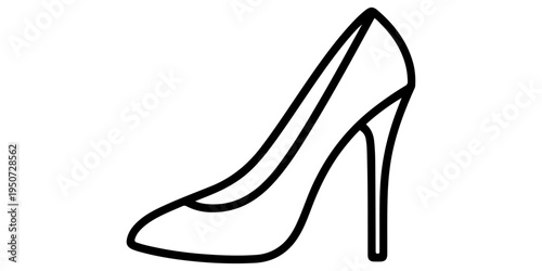 Minimalist Woman High Heel Shoe Line Icon. Elegant Stiletto Pump Vector Illustration. Female Fashion Footwear Outline Sign.