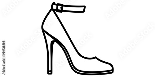 Minimalist Woman High Heel Shoe Line Icon. Elegant Stiletto Pump Vector Illustration. Female Fashion Footwear Outline Sign.