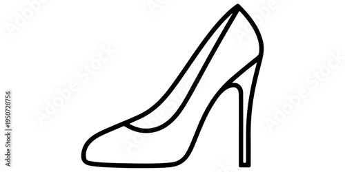 Minimalist Woman High Heel Shoe Line Icon. Elegant Stiletto Pump Vector Illustration. Female Fashion Footwear Outline Sign.