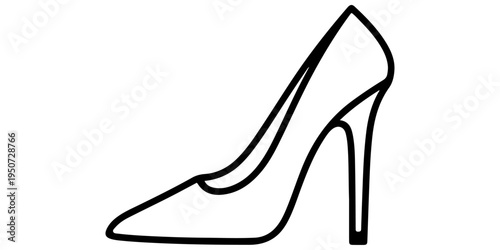 Minimalist Woman High Heel Shoe Line Icon. Elegant Stiletto Pump Vector Illustration. Female Fashion Footwear Outline Sign.