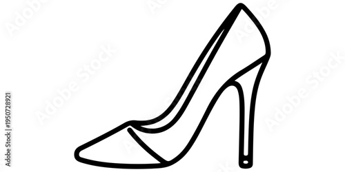 Minimalist Woman High Heel Shoe Line Icon. Elegant Stiletto Pump Vector Illustration. Female Fashion Footwear Outline Sign.