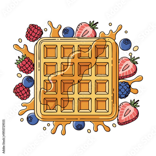 Simple Waffle Line Art Vector for International Waffle Day
