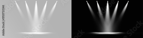 spotlights beams white glowing light for stage performance and cinematic theater production illumination 