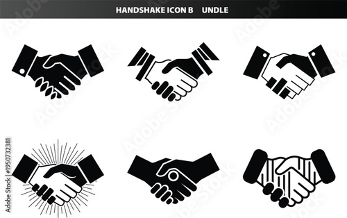 Various handshake icons business deals, contracts, and teamwork, shaking hands