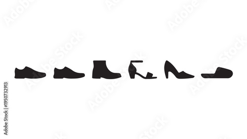 Shoe Icons Set Footwear Silhouettes Sneakers Boots Heels Sandals Vector Collection