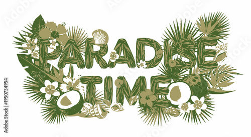 Paradise Time tropical typography vector