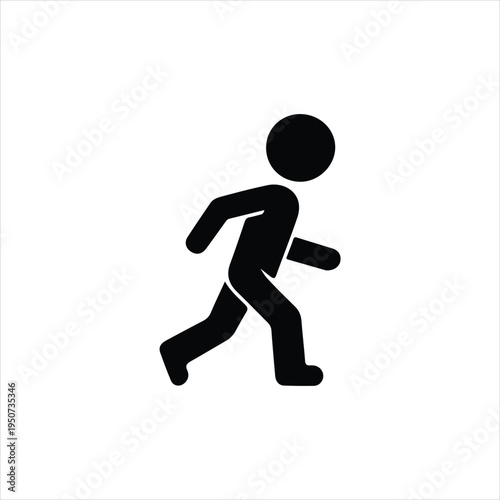 Running Person Icon on White Background Keywords: running, person, icon, symbol, man, woman, athlete, fitness