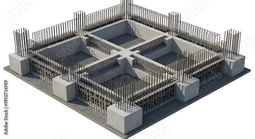 Conceptual Construction of Reinforced Concrete Foundation with Steel Bars