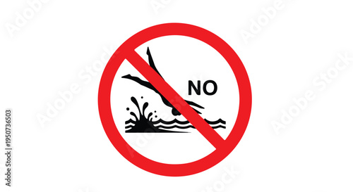A red prohibition sign with a black graphic of a splashing liquid and the word 'NO' on a white background.