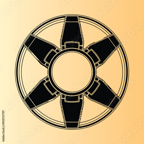 Stylized illustration of a spinning fidget spinner toy with stress relief