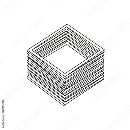 Stack of square layered paper sheets.