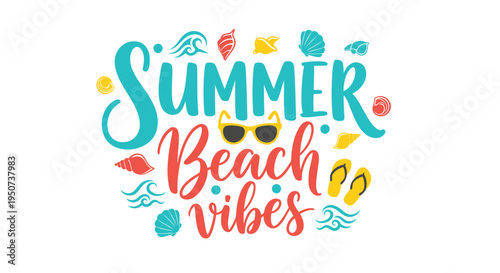 Summer Beach Vibes typography vector illustration