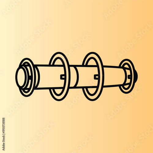 Simple line drawing of a vintage telescope with line art