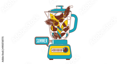 Vector illustration of blender with food