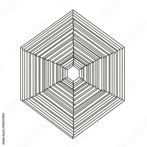 Geometric 3D Cube Optical Illusion Shape.