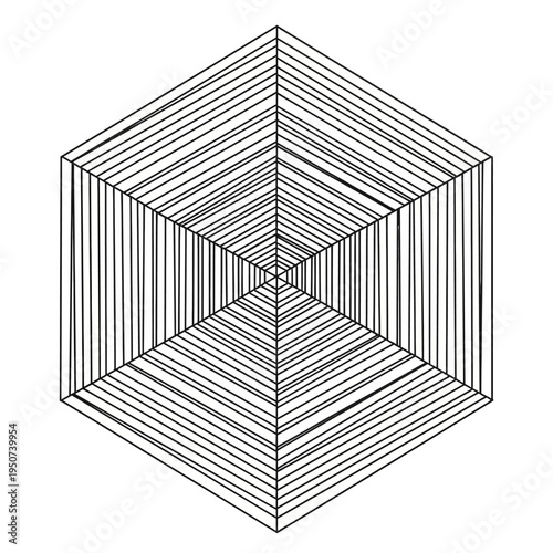 Geometric 3D Cube Optical Illusion Shape.