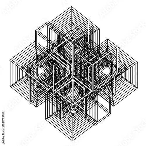 Geometric 3D Cube Structure Design.