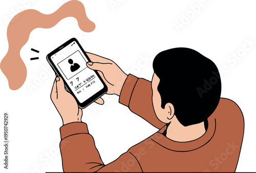 Man Taking Selfie With Smartphone In Flat Design Style