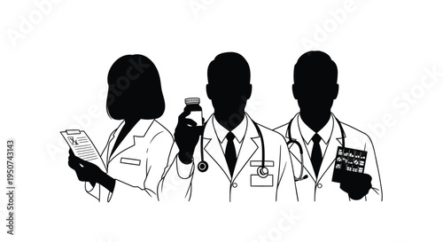 Set of 3 medical professionals icons vector