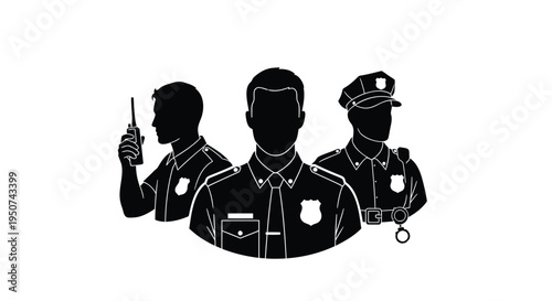 Set of 3 police officers vector icons