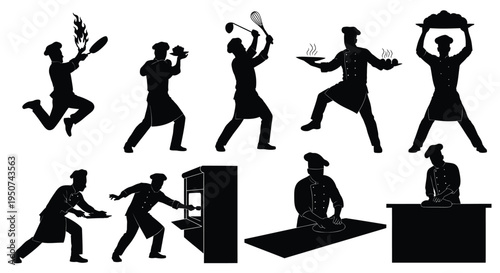 Set of 10 black silhouette icons vector