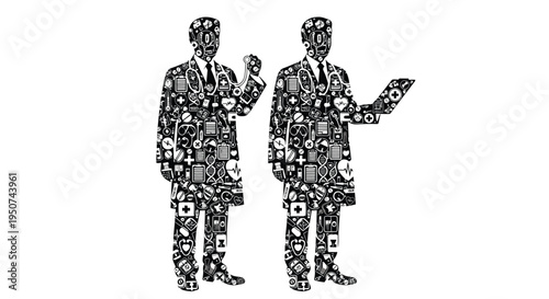Set of 2 businessmen made of icons vector