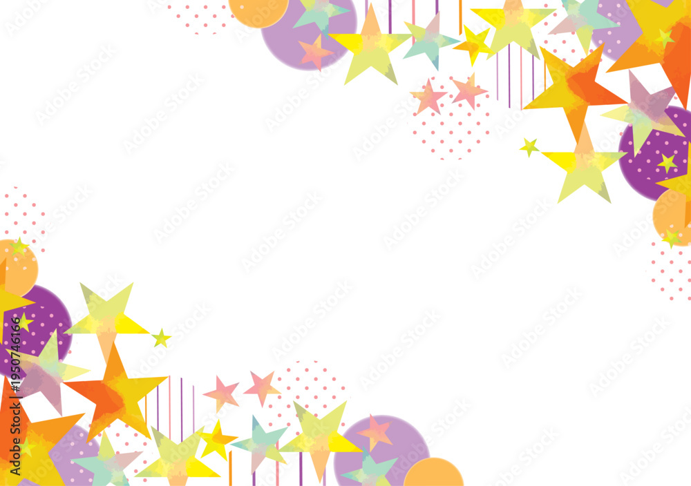 Fototapeta premium キラキラ, フレーム, カード, イラスト, ベクター, デザイン, デコレーション, 色, クリスマス、ハロウィン、イベント、誕生日、水彩、壁紙、模様、おしゃれ、派手、幾何学模様、装飾、星、ストライプ、柄、10月。12月、ビジネス、パーティー