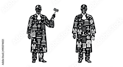 Set of 2 collage style businessmen vector illustrations